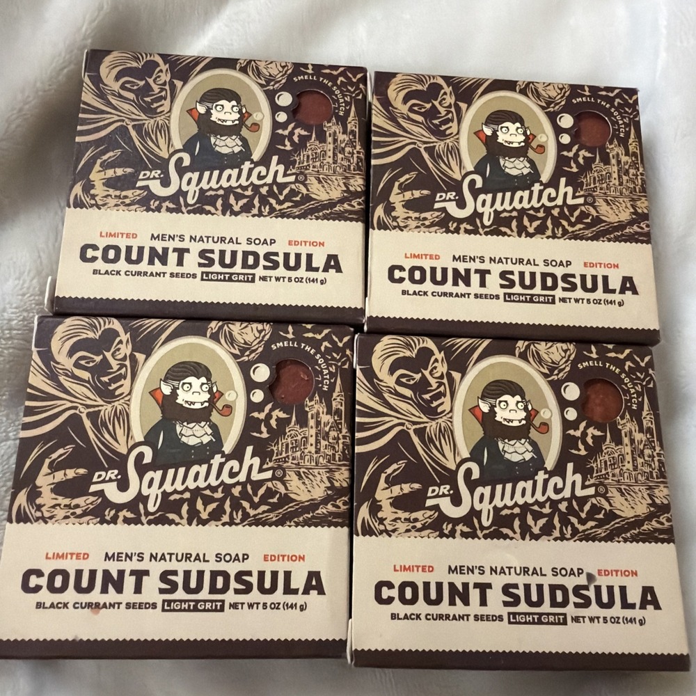 4 PACK Dr Squatch Count Sudsula Halloween Limited Edition Natural Bar Soap 5oz